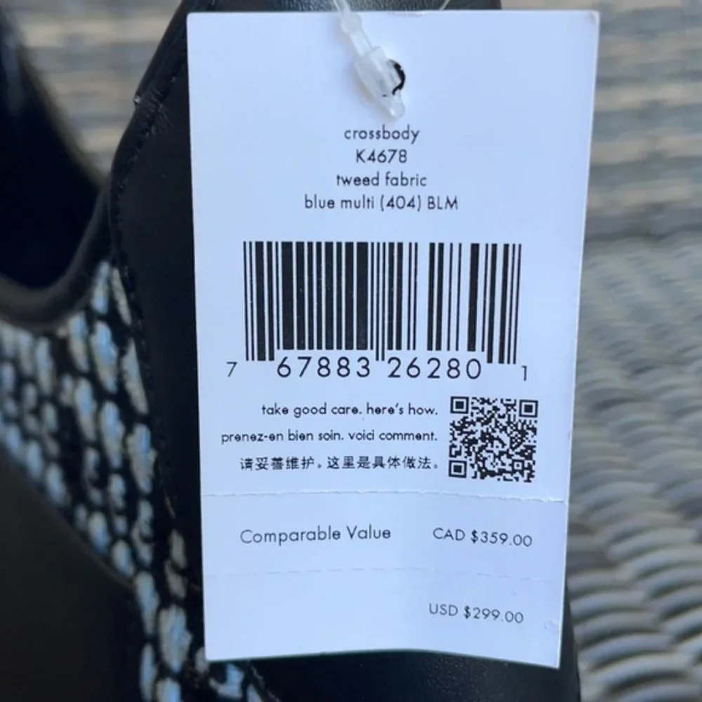 Kate Spade Crossbody Tweed Fabric Blue Multi - Picture 10 of 15